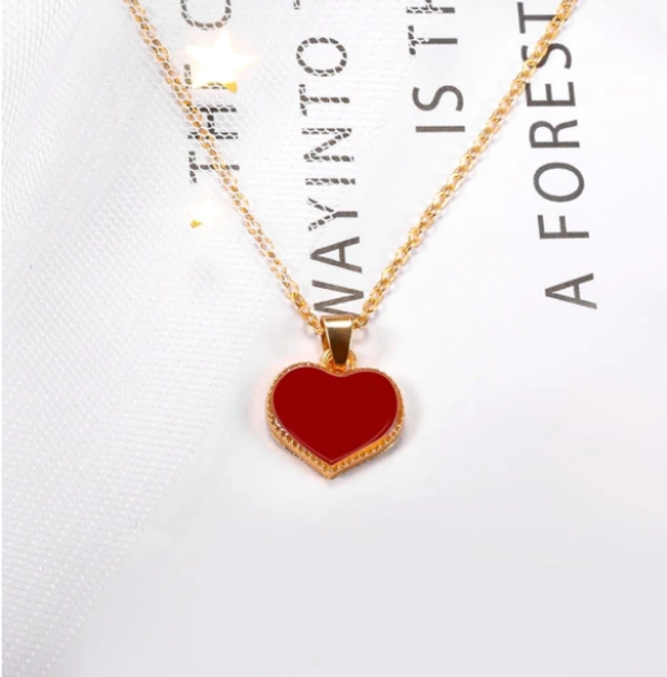 Heart Shape Neck Chain - Red